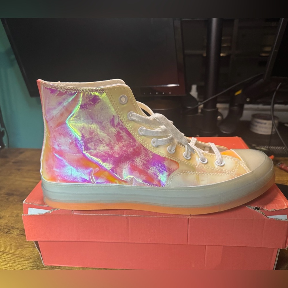 Converse Chuck Taylor All Star 70 Hi 170604C Iridescent Orange Pink White Shiny